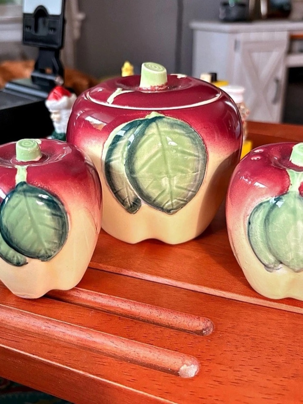 Vintage F.B. Rogers Apple Canister & Salt Pepper Shaker Set – Made in Japan